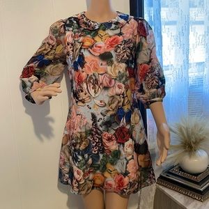 Elegant Floral Patterned Mini Dress